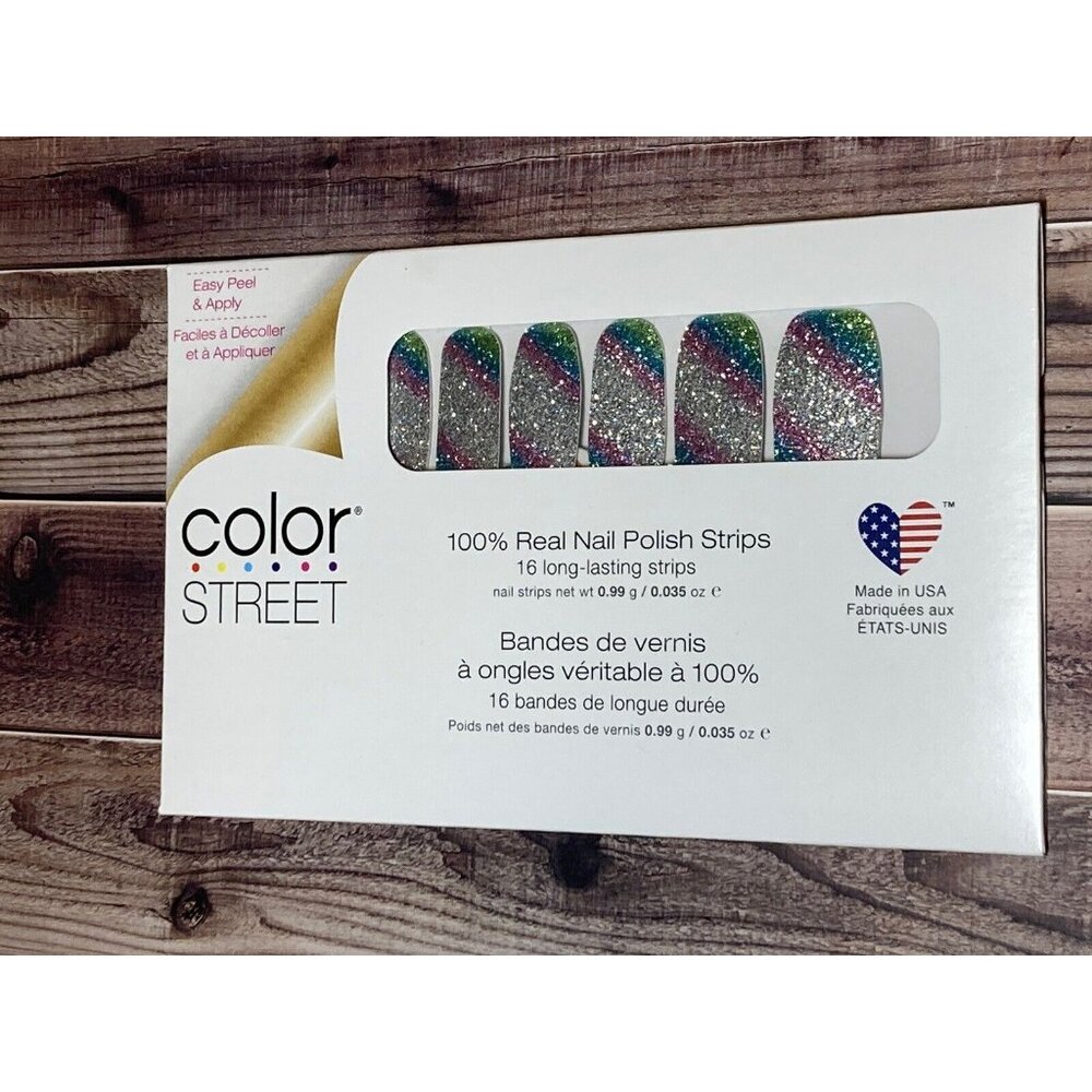 Color Street 100% Real Nail Polish Strips Metastrong Silver Glitter